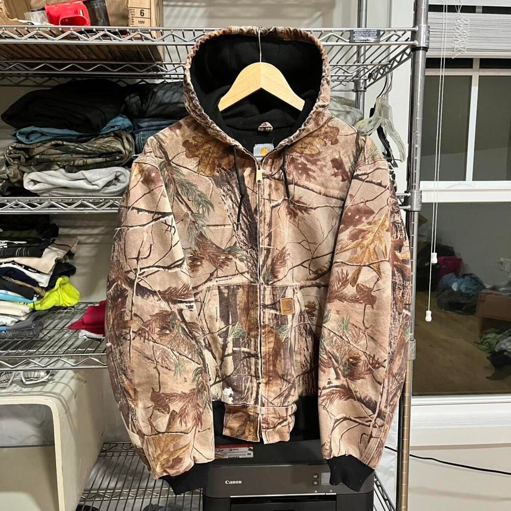 Carhartt Duck Canvas Quilted Zip-Up Camo Jacket Size S Workwear Hunting Utility